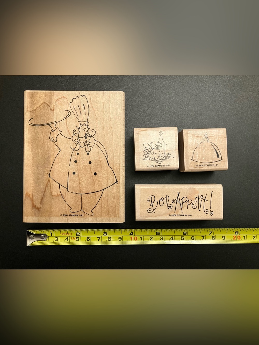 Small wooden stamps with food/chef designs